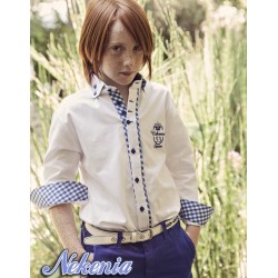 Camisa blanca y azulon niño de Nekenia